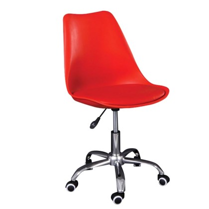 E-08803 MARTIN Καρέκλα γραφείου PP/PU Κόκκινο (Μοντ/νη ταπετσαρί