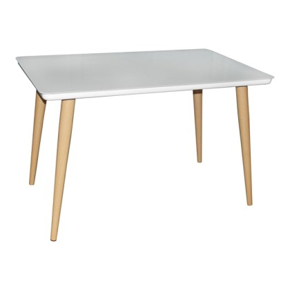 E-08613 Τραπέζι UNION (120x70x75) Βαφή Φυσικό/Γυαλί Άσπρο (ΕΜ832