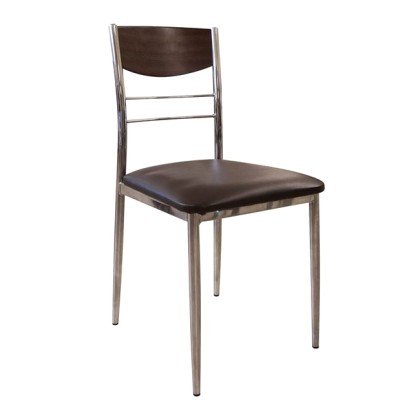 E-00492 Καρέκλα μεταλλική DINO Χρώμιο/Wenge/Καφέ (ΕΜ919,2)