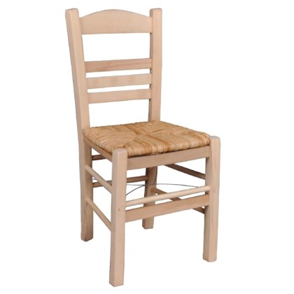 E-02452 ΣΙΦΝΟΣ καρέκλα ξύλινη με Ψάθα Εμποτισμού Φυσικό (White W