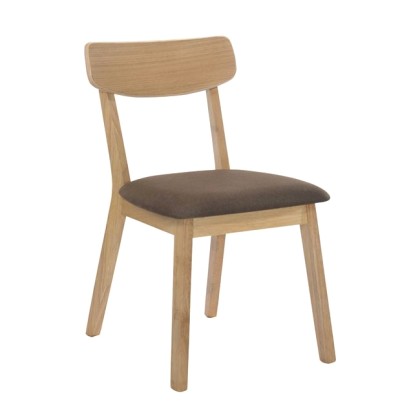 E-05177 Καρέκλα ξύλινη CALVIN Φυσικό/Ύφασμα Σκ.Καφέ (Ε7788,32)