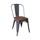 46743 Καρέκλα Μεταλλική RELIX Wood (45x51x85) Antique Black (Ε51