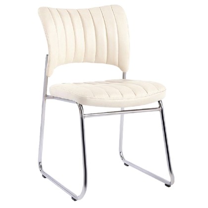 E-05840 Καρέκλα VENUS-W (50x56x84) Χρώμιο/Pu Εκρού (ΕΟ554,2W)