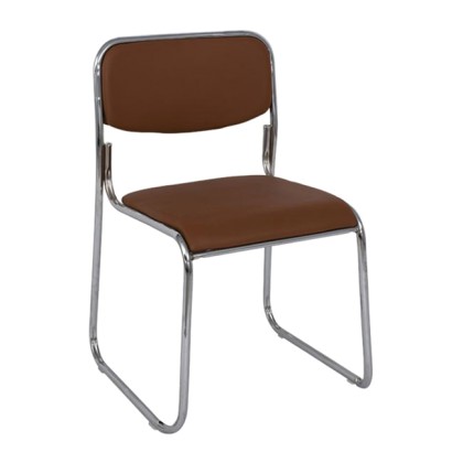 E-05839 Καρέκλα CAMPUS-W (51x52x78) Χρώμιο/Soft Pu Καφέ (Ε553,3W