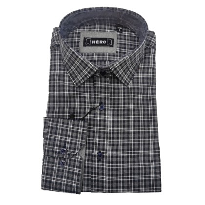 Ανδρικό πουκάμισο καρό “HERC” μπλέ