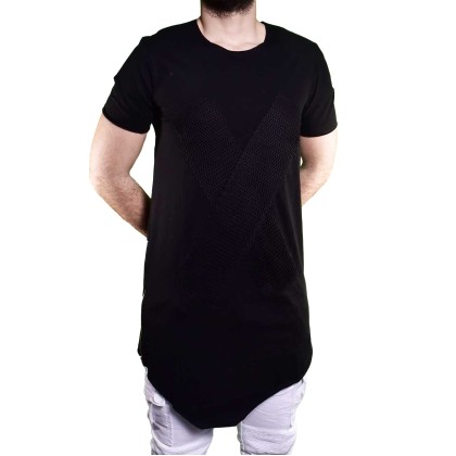 Ανδρικό t-shirt LONG LINE “OSSY HOMER” μαύρο