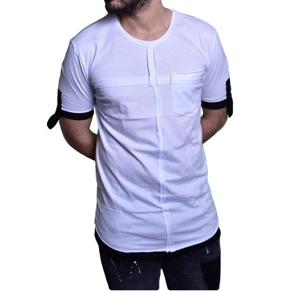 Ανδρικό t-shirt LONG LINE “EKSI-1” άσπρο