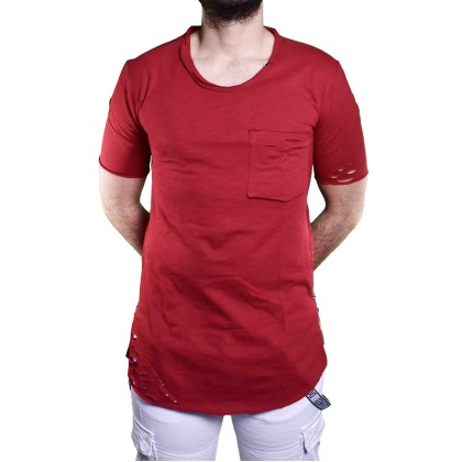 Ανδρικό t-shirt LONG LINE “EKSI-1” κόκκινο