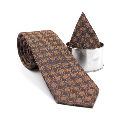 Γραβάτα με μαντήλι «ΜΟΝΤΑΖ» ταμπά