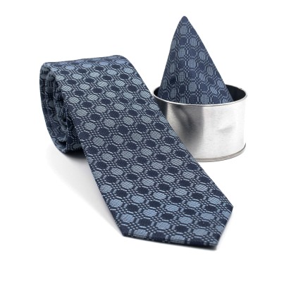 Γραβάτα με μαντήλι «ΜΟΝΤΑΖ» μπλέ