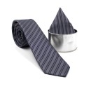 Γραβάτα με μαντήλι «ΜΟΝΤΑΖ» ανθρακί
