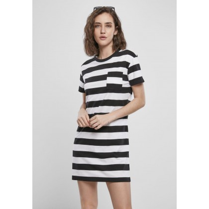 Urban Classics Ladies Stripe Boxy Tee Dress black/white TB3637