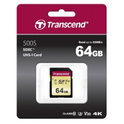 Transcend SDXC 500S         64GB Class 10 UHS-I U3 V30 (TS64GSDC