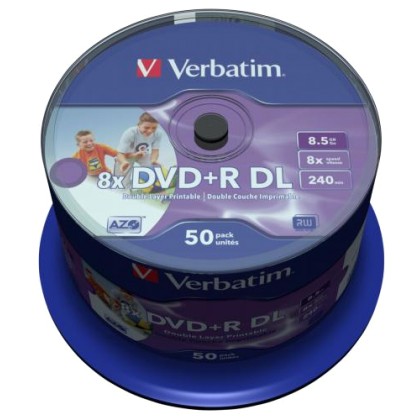 Verbatim DVD+R Double Layer Wide Inkjet Printable 8x (43703) - Π