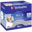 1x10 Verbatim BD-R Blu-Ray 50GB 6x Speed printable Jewel Case (4