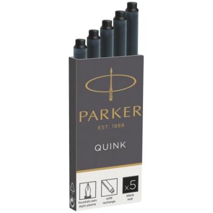 Parker Quink inktpatronen zwart, doos met 5 stuks pen refill Bla