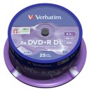Verbatim DVD+R Double Layer 8x Matt Silver 25pk Spindle (43757) 