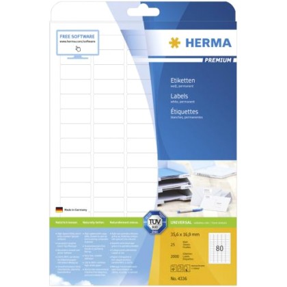HERMA Labels Premium A4 35.6x16.9 mm white paper matt 2000 pcs. 