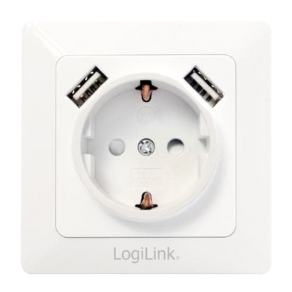 LogiLink PA0162 socket-outlet 2 x USB + CEE 7/3 White (PA0162) -