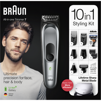 Braun Multigroomer MGK7221 beard trimmer Wet & Dry Black,Grey (2