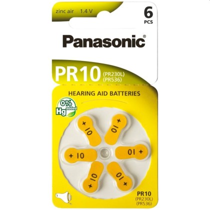 Panasonic μπαταρίες ακουστικών Βαρηκοΐας 1,4V Zinc Air 10/PR70 b