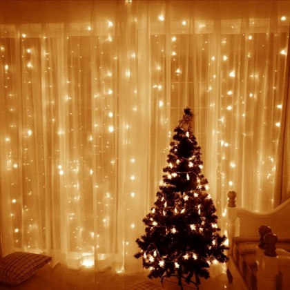 Χριστουγεννιάτικα λαμπάκια LED Κουρτίνα 304Led 3x3m θερμό λευκό 