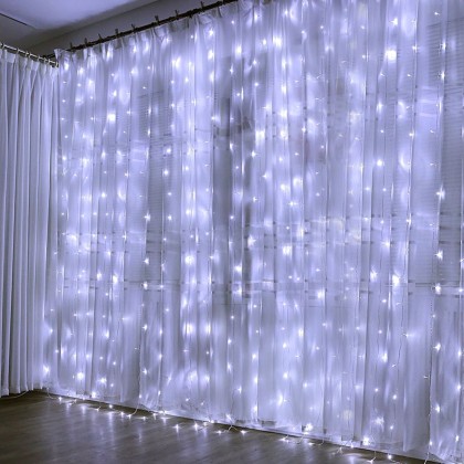 Χριστουγεννιάτικα λαμπάκια LED Κουρτίνα 304Led 3x3m ψυχρό λευκό 