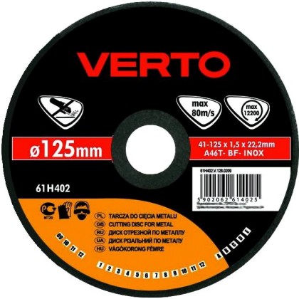 Δίσκος κοπής METAL / INOX 125*1.5*22.2mm 61H402 VERTO