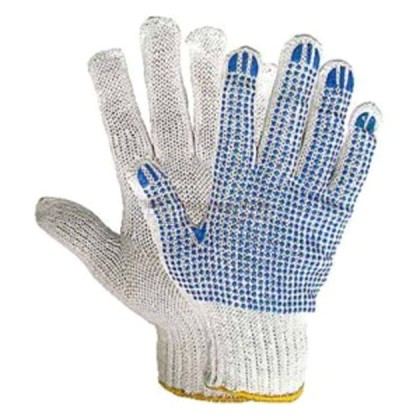 Γάντια εργασίας με πλεκτό ύφασμα και παλάμη με μπλε κόκκους PVC 