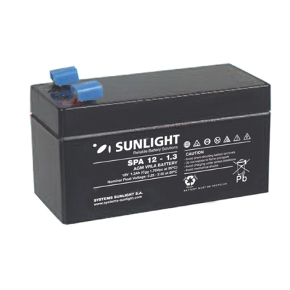 SUNLIGHT 1.3Ah Επαναφορτιζόμενη μπαταρία μολύβδου κλειστού τύπου