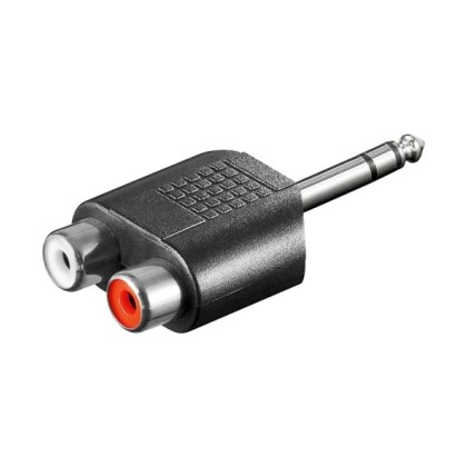 Adaptor-μετατροπέας Stereo από αρσενικό 6.35mm σε 2 RCA θηλυκά 1