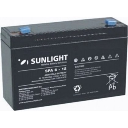 SUNLIGHT SPA6-12 6V 12.0Ah  Επαναφορτιζόμενη ανταλλακτική μπαταρ