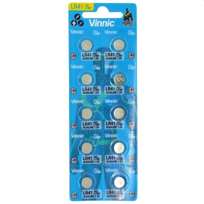 Vinnic Μπαταρίες αλκαλικές κουμπιά 1,5V AG3 LR41 blister 10 τεμα