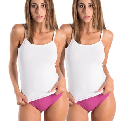 AA Underwear Top με Λεπτή Τιράντα 2 pack Λευκό, cotton/modal συν