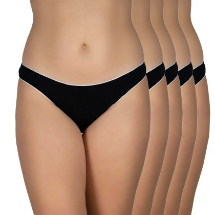 AA Underwear Bikini 90% Cotton - 10% El 5 pack Black-White