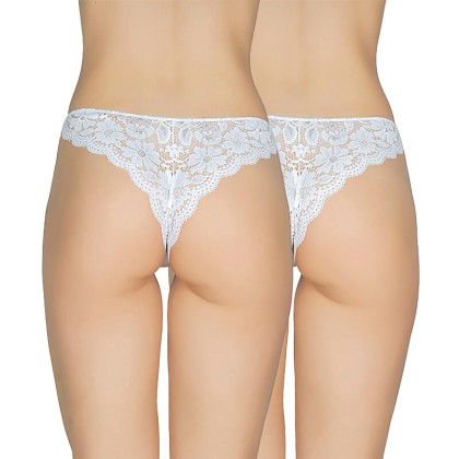 AA Underwear Brasil Lace + cotton/modal 2 pack White