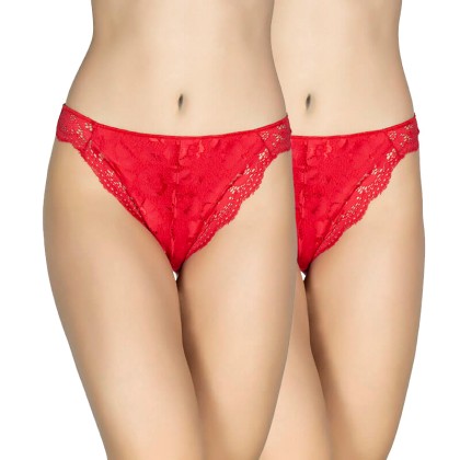 AA Underwear Bikini Lace + cotton/modal 2 pack Red