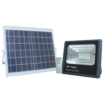 V-TAC LED Ηλιακός Προβολέας 16W Μαύρος Ψυχρό Λευκό 94008