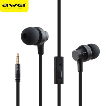 Awei Es910i Stereo Earphones Super Bass Headset Μαυρα
