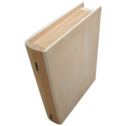 Ξύλινο αλουστράριστο κουτί σε σχήμα βιβλίου [20601330]