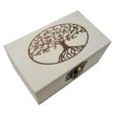 Ξύλινο αλουστράριστο παραλληλόγραμμο κουτί με πυρογραφία δέντρο 