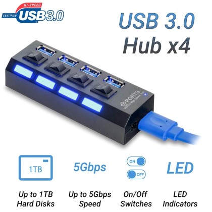USB 3.0 Hub x4 Black