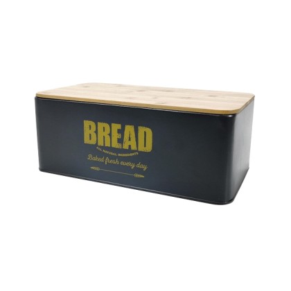 Ψωμιέρα αλουμινίου με ξύλινο καπάκι [77533349]