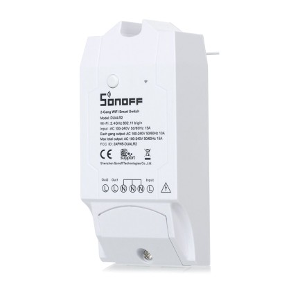 SONOFF Smart Διακόπτης DUALR2, 2 θέσεων, 16A, WiFi, λευκός
