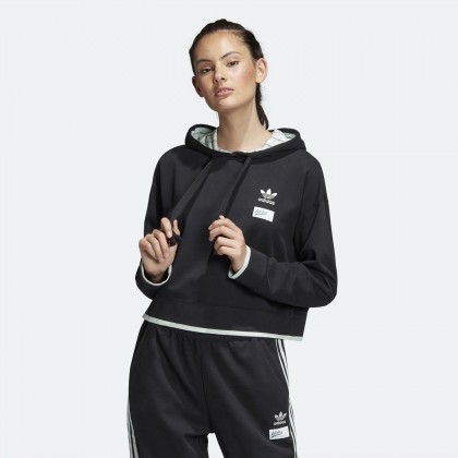 Women's Adidas Originals Cropped Hoodie in Black | DU9927