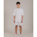 NÉ EN AOÛT Sweat fabric shorts with ribbed detail in white