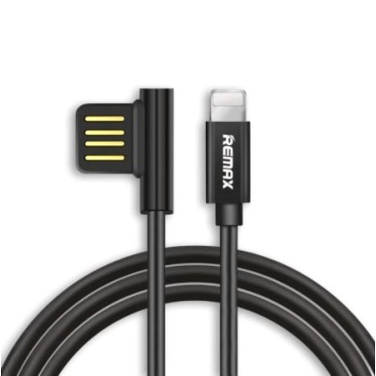 Remax Angle (90°) / Regular USB to Lightning Cable Μαύρο 1m (Emp
