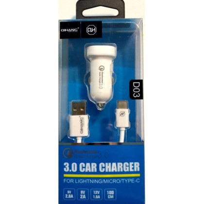 Φορτιστής Αυτοκινήτου Quick Charge 3.0 με καλώδιο τύπου Micro-us