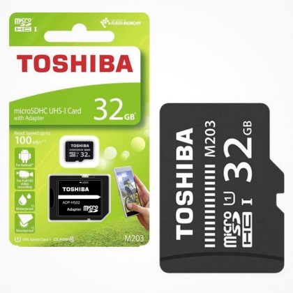 Toshiba MicroSDHC Class 10 32GB Exceria M203 R100 + Adapter THN-