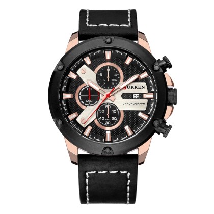 Curren 8308 Male Quartz Watch Date Display Six Pointers - Black 